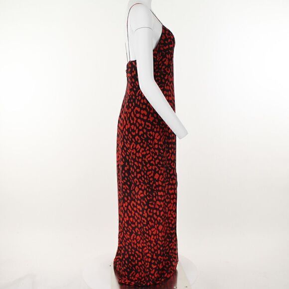 Alice + Olivia Candice Printed Silk Slip Dress Leopard Paprika - Picture 5 of 5